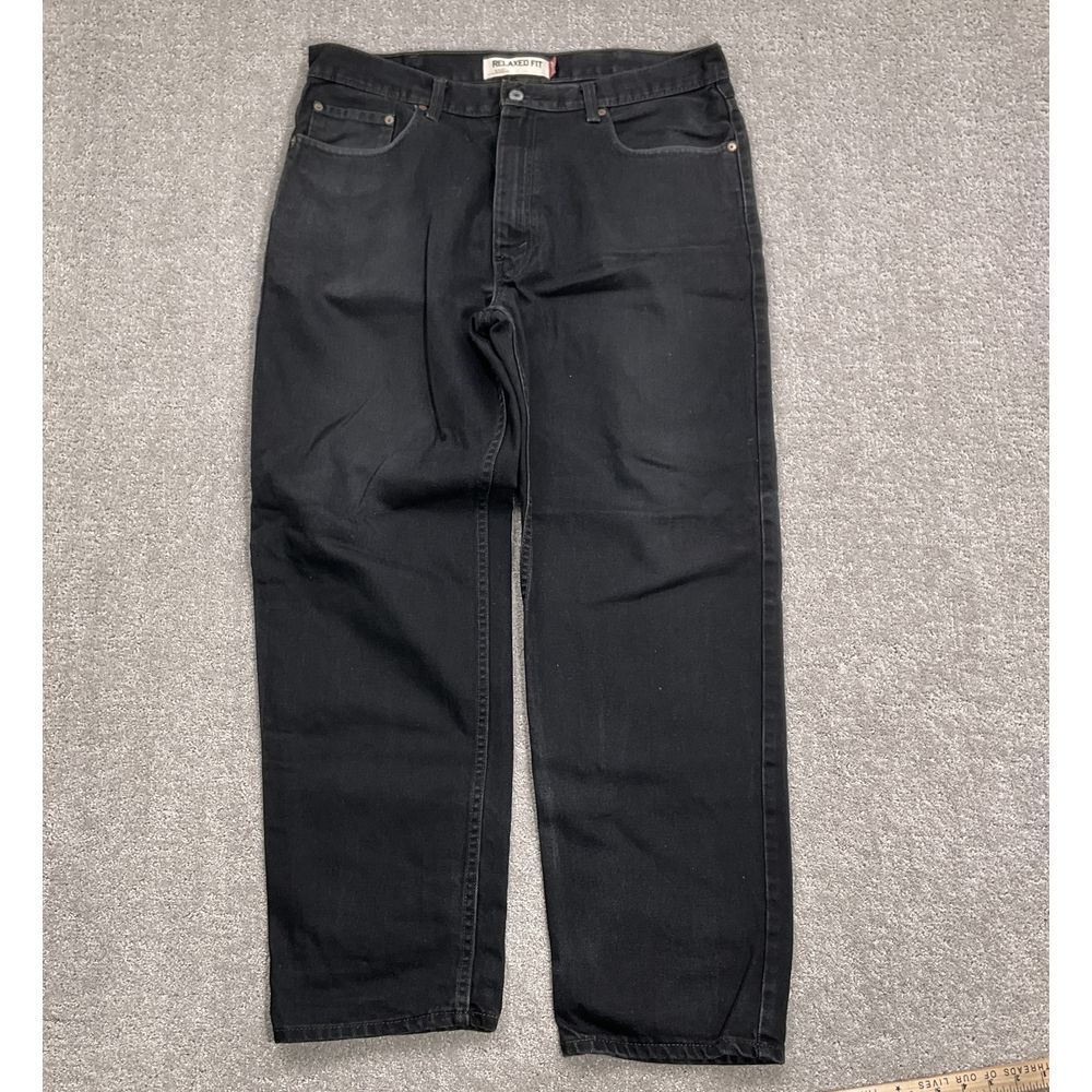 Levis 550 Jeans Mens 38W 32L Black Relaxed Fit Cotton High‎ Rise Straight Leg